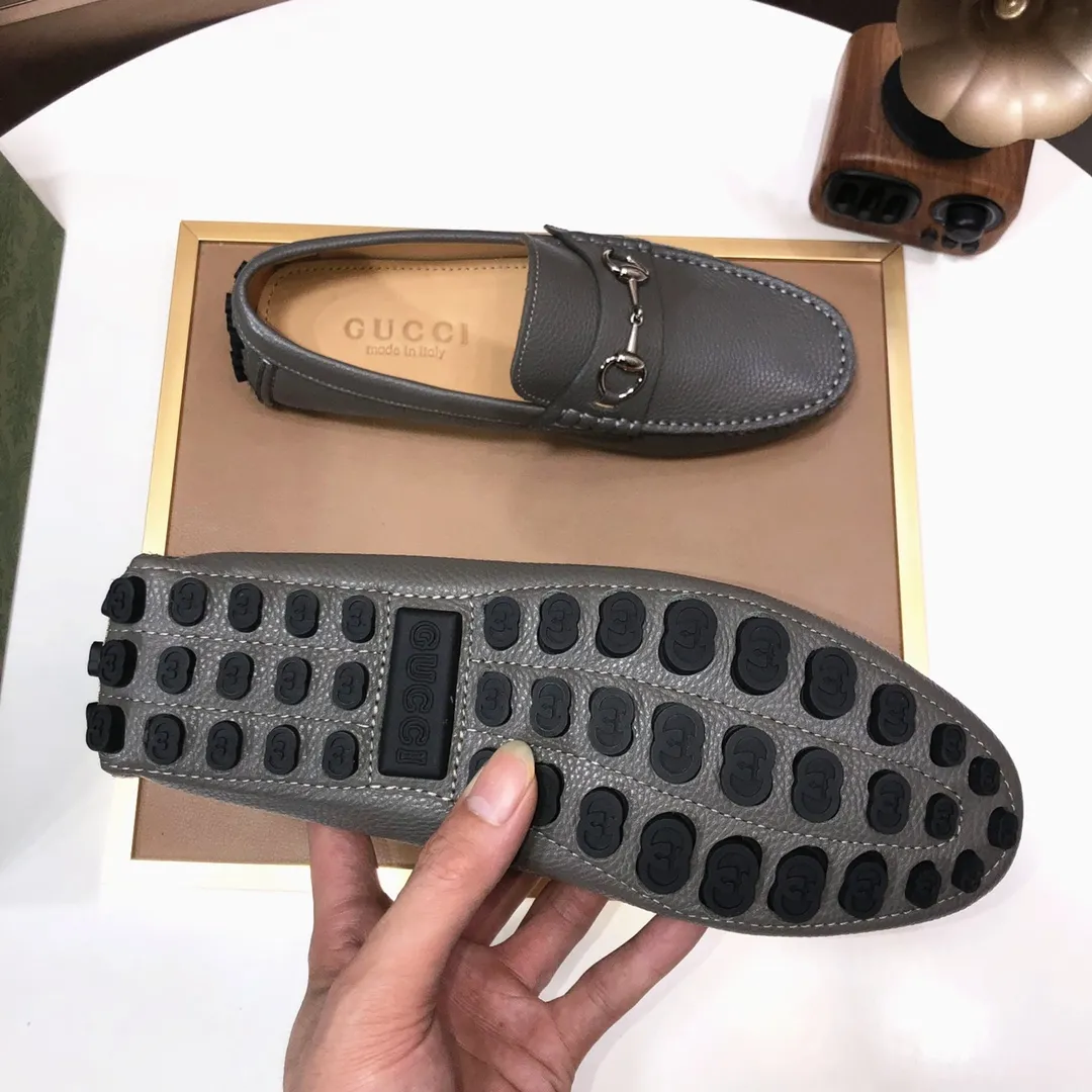 Men's Men's Shoes💰420💰[Gucci GUCCI] (High-end Niuli) New 🍀Gucci*-Gucci Peas Shoes! Made of imported original cowhide, the inner top layer is comfortable cowhide lining! Original wear-resistant rubber outsole! High quality products! Code number 38-44!